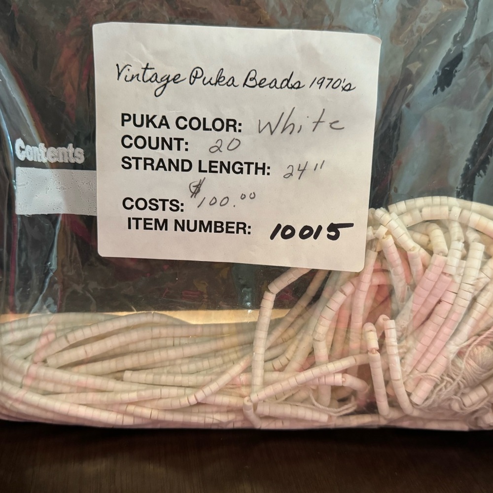 Vintage 1970s White Puka Beads — item #10015